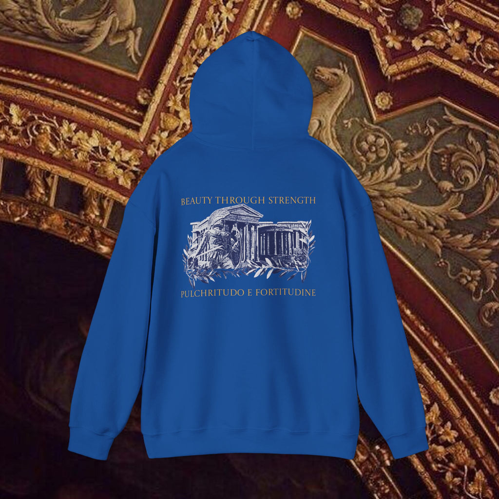 Guardian of the Temple Classically- Inspired Cotton Graphic Hoodie Back Version