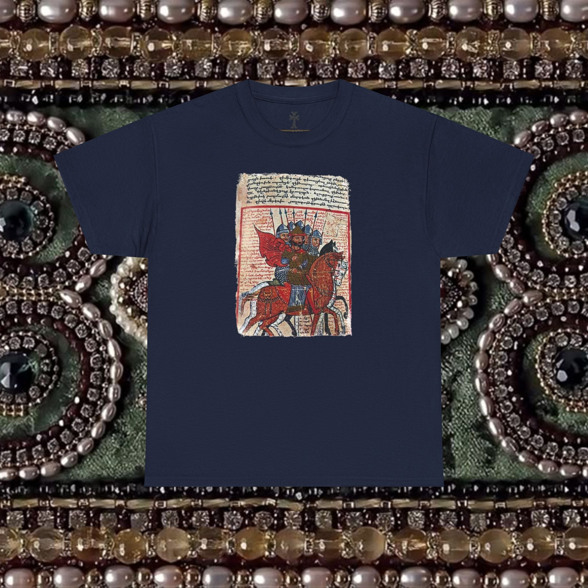Armenian Warriors Art T-Shirt - Ancient Manuscript Design