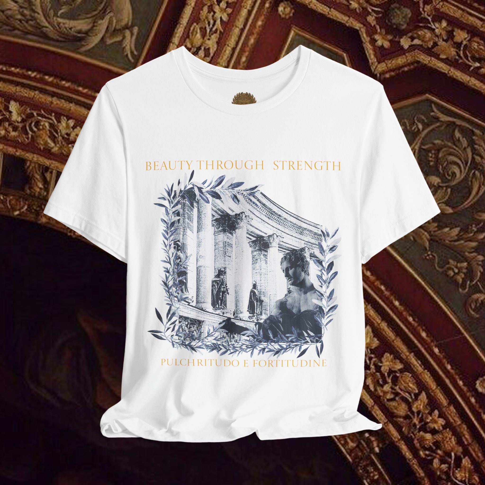 Beauty Through Strength Classically-Inspired Cotton Graphic T-Shirt