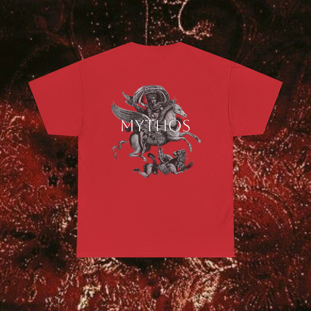 Warrior's Mythos Unisex Tee, Graphic Tee, Mythological Style Shirt Back Version