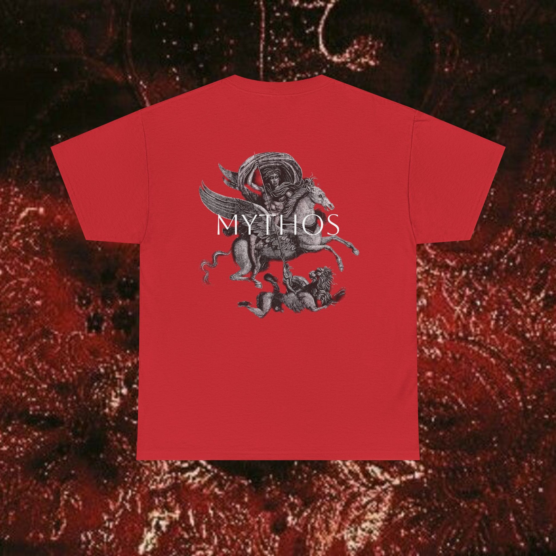 Warrior's Mythos Unisex Tee, Graphic Tee, Mythological Style Shirt Back Version