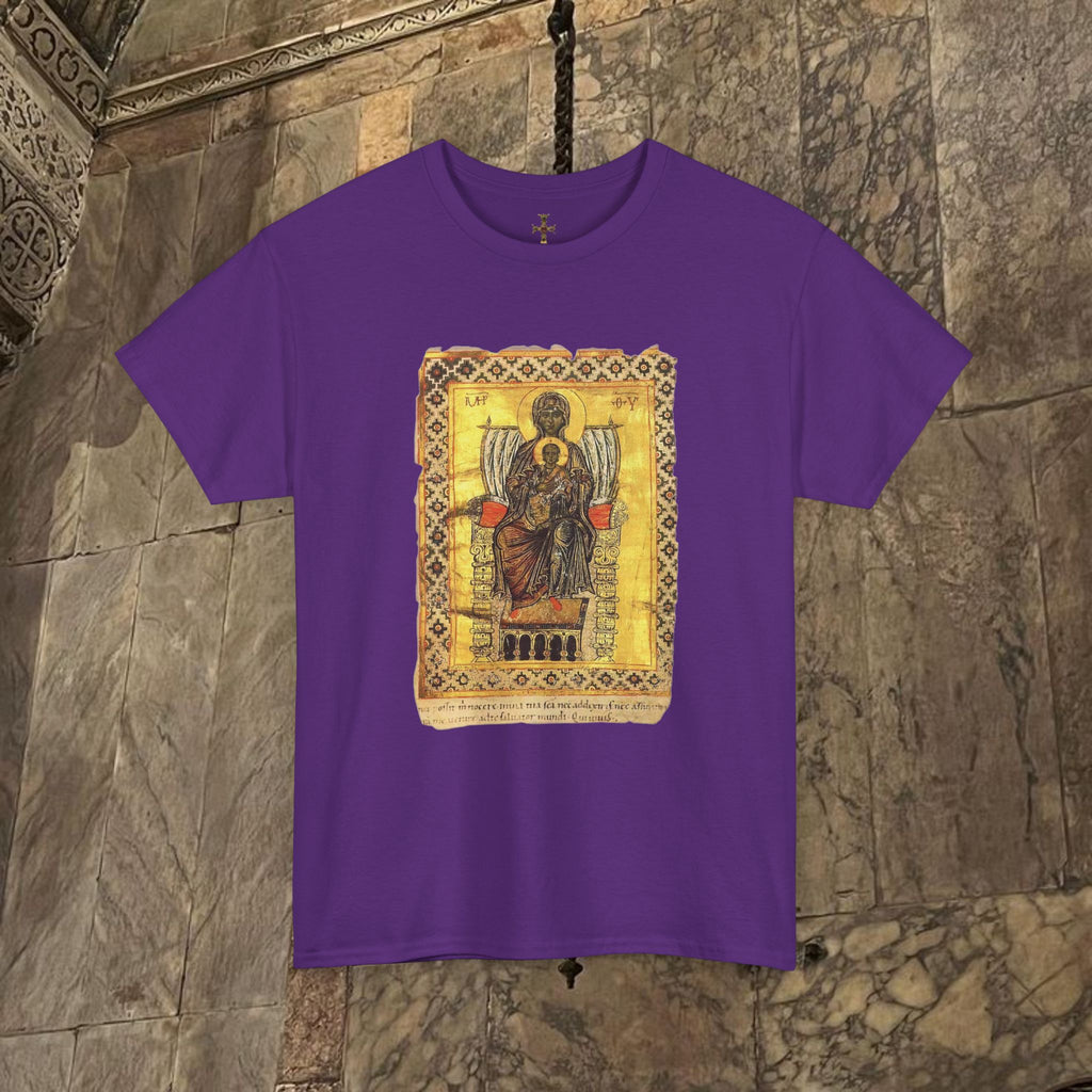 Byzantine Manuscript Art T-Shirt - Sacred Mother Child Icon