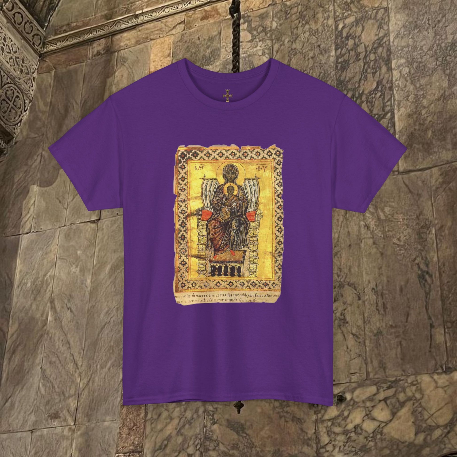 Byzantine Manuscript Art T-Shirt - Sacred Mother Child Icon