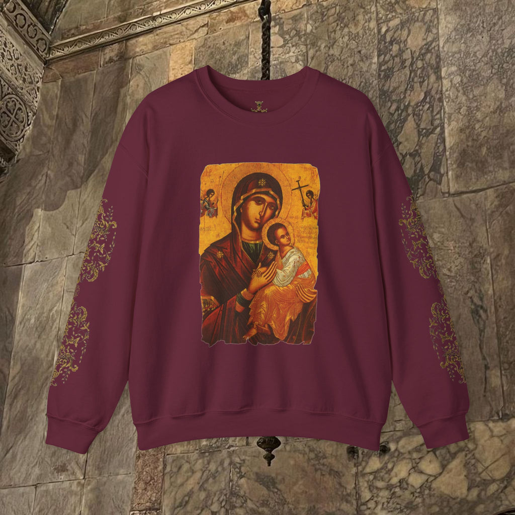 Byzantine Icon Art Sweatshirt -  Mother and Child Design