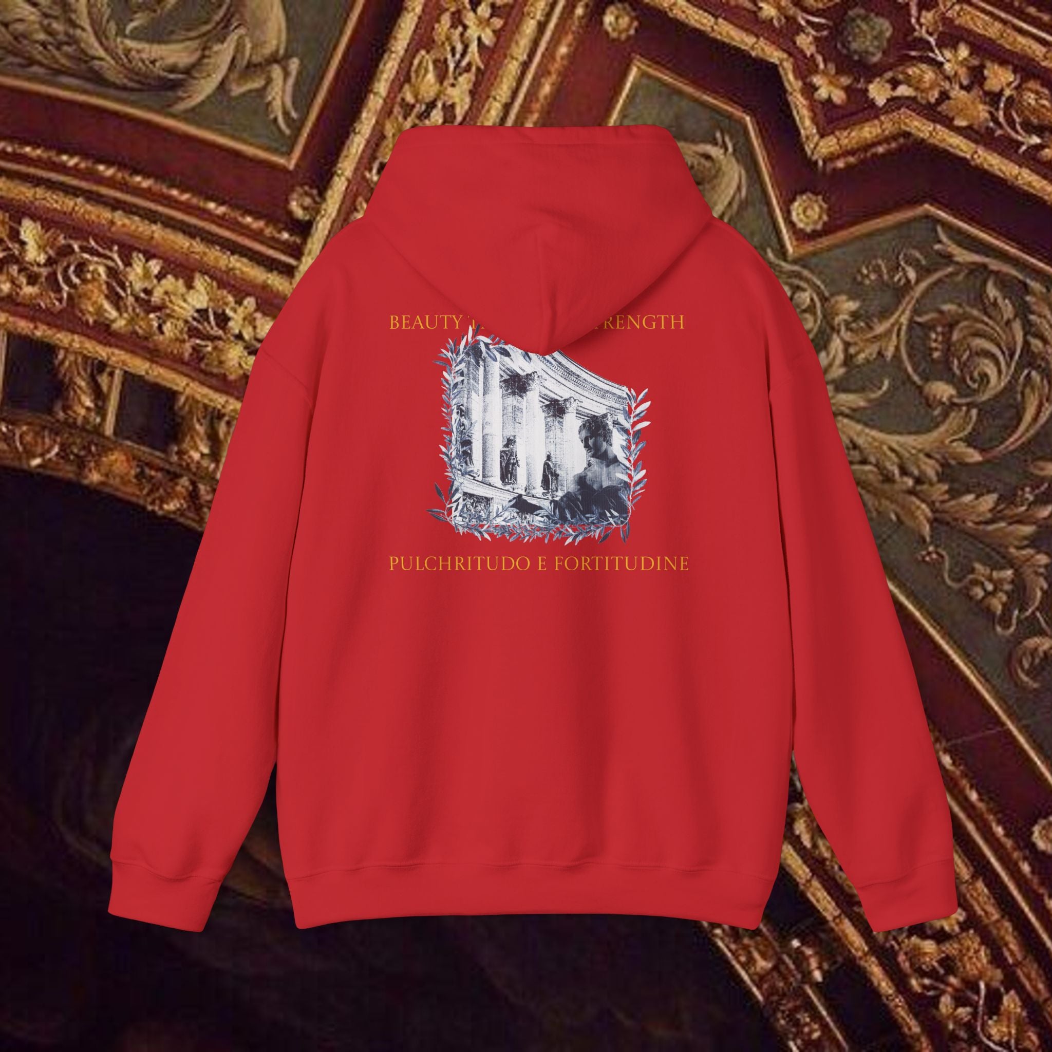Beauty Through Strength Classically-Inspired Cotton Graphic Hoodie Back Version