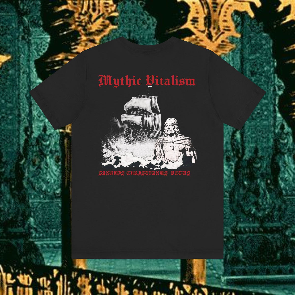 Mythic Vitalism, Sanguis Christianus Vetus Exploration and Adventure Inspired Graphic T Shirt Back Version