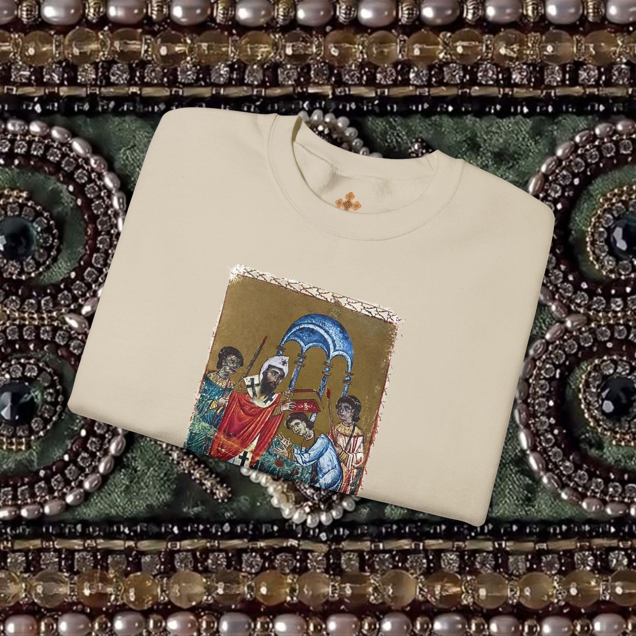 Armenian Manuscript Crewneck Graphic Sweatshirt