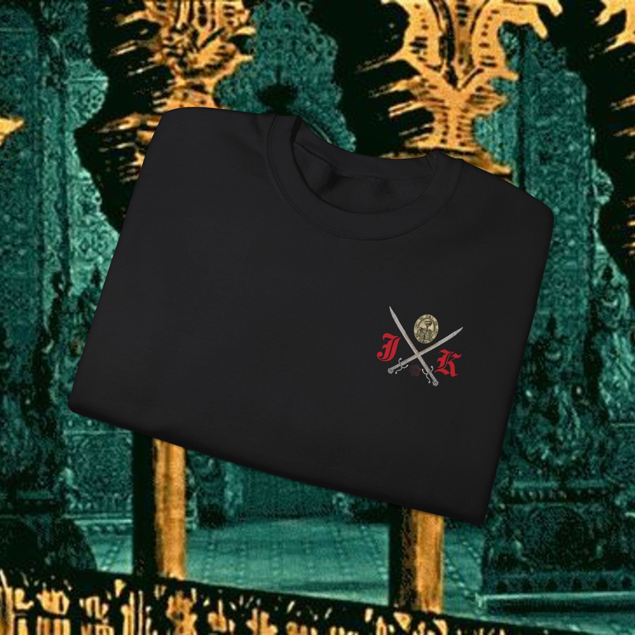 Sons of the Steppe Crewneck Sweatshirt — Mythic Warrior Horseback Graphic Back Version