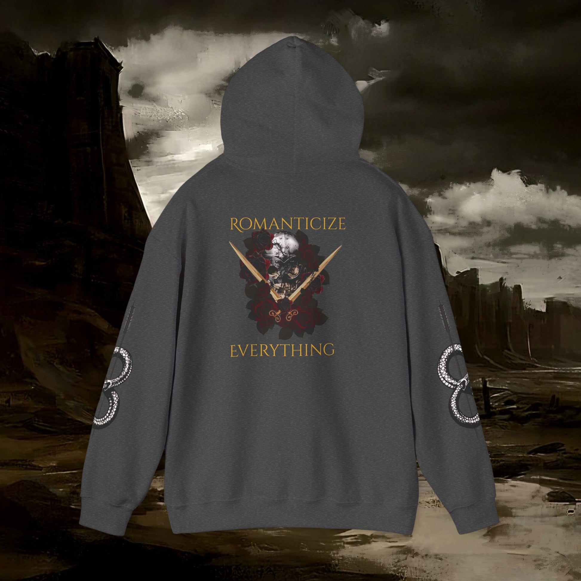 The Barbarian's Fate Medieval Dark Fantasy Inspired Graphic Hoodie back version