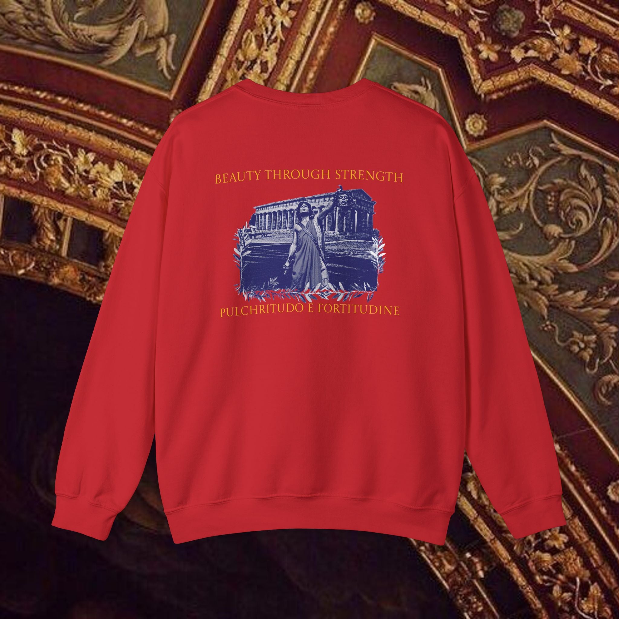 The Hero's Victory Classically-Themed Cotton Graphic Sweatshirt Back Version
