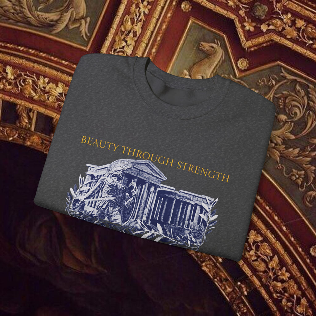 Guardian of the Temple Classically- Inspired Cotton Graphic Sweatshirt