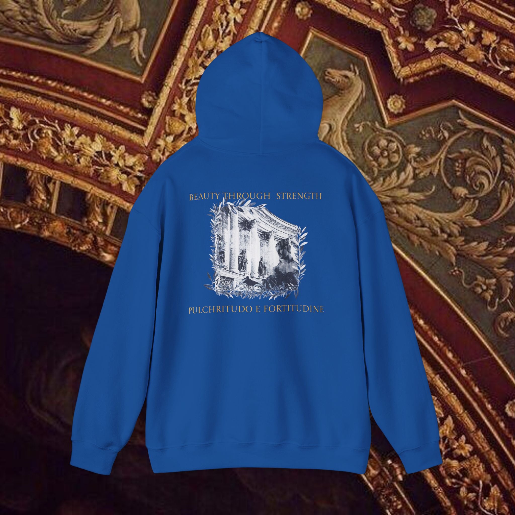 Beauty Through Strength Classically-Inspired Cotton Graphic Hoodie Back Version