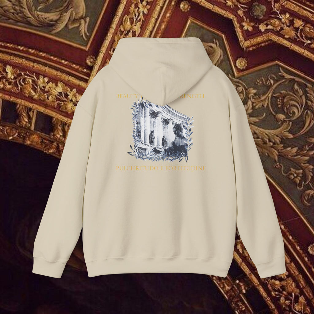 Beauty Through Strength Classically-Inspired Cotton Graphic Hoodie Back Version