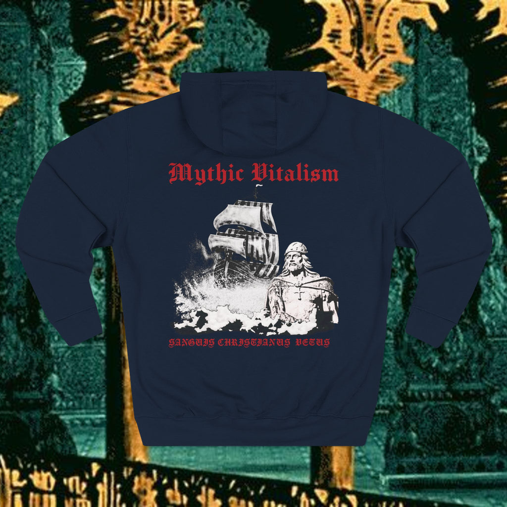 Mythic Vitalism, Sanguis Christianus Vetus Exploration and Adventure Inspired Graphic Fleece Hoodie back version