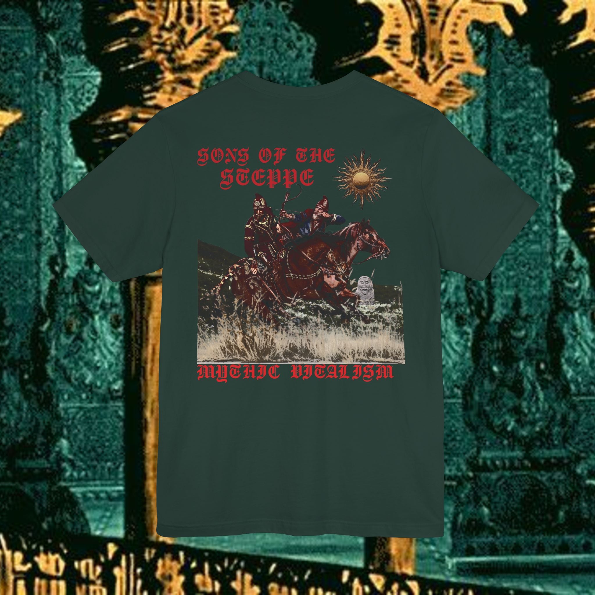 Sons of the Steppe Mythical Medieval Inspired Graphic T Shirt Back Version