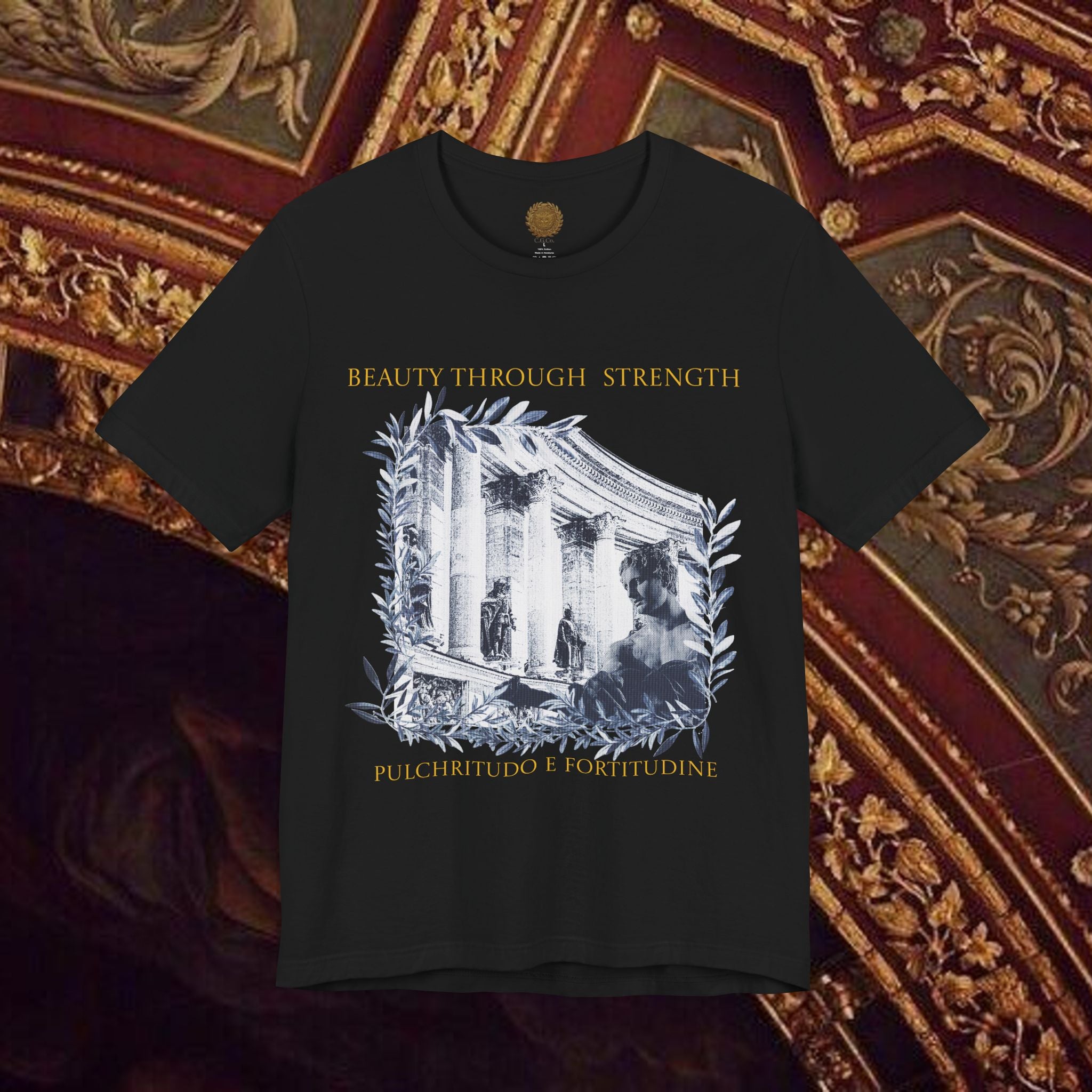 Beauty Through Strength Classically-Inspired Cotton Graphic T-Shirt