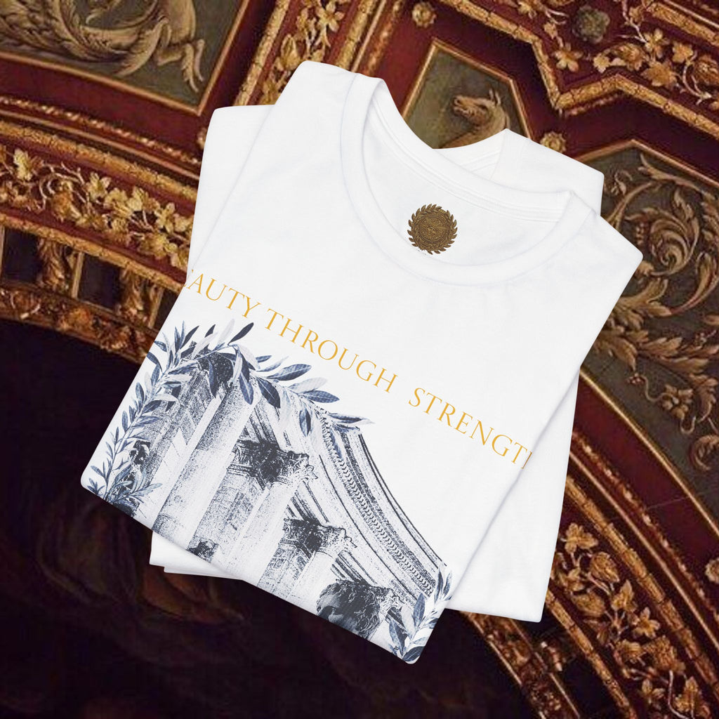 Beauty Through Strength Classically-Inspired Cotton Graphic T-Shirt