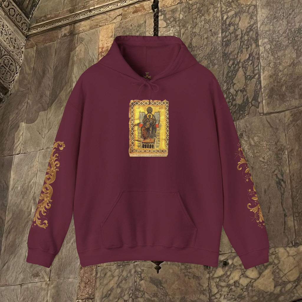 Byzantine Manuscript Art Hoodie - Orthodox Icon Design