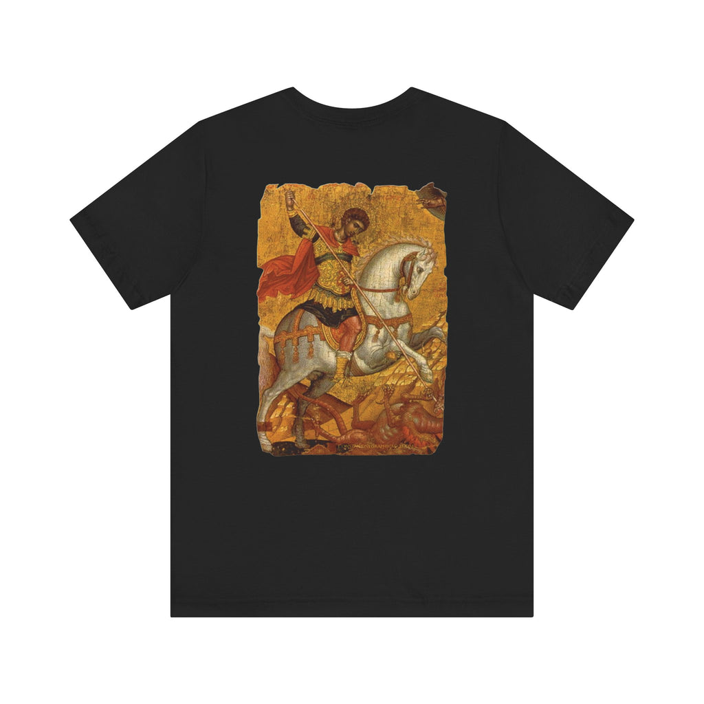 St George the Dragon Slayer Cotton Graphic T-Shirt Orthodox Christian Imagery