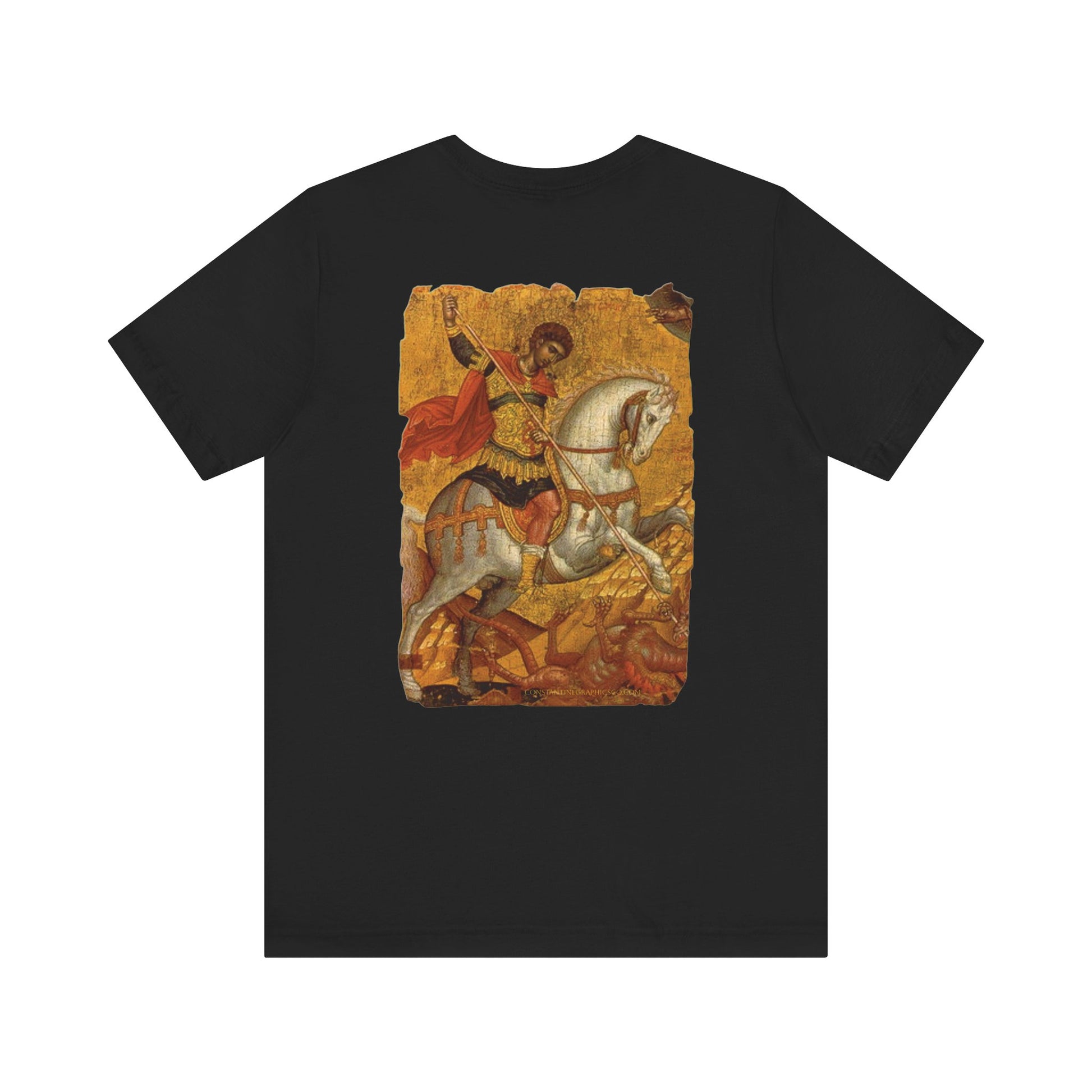 St George the Dragon Slayer Cotton Graphic T-Shirt Orthodox Christian Imagery