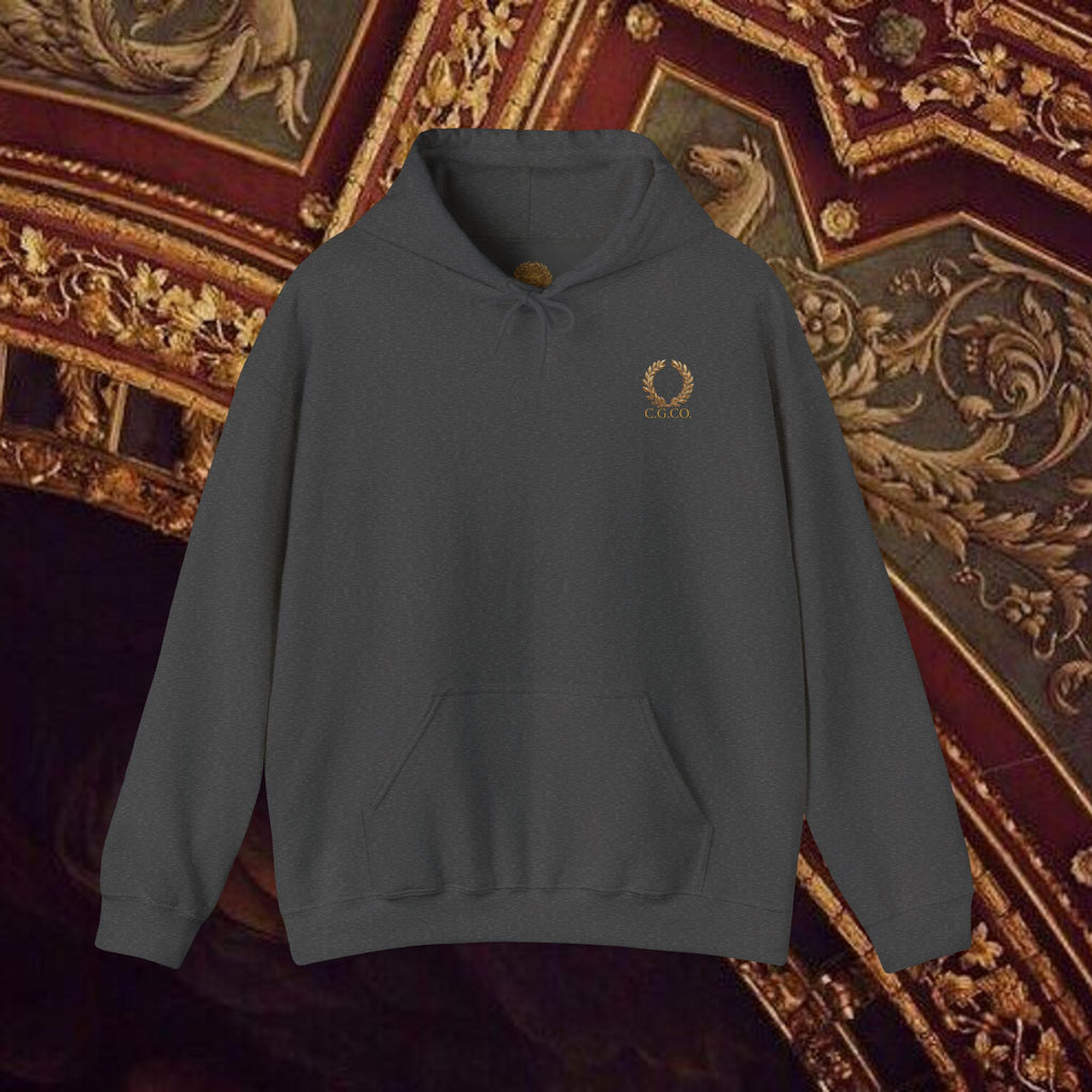 Guardian of the Temple Classically- Inspired Cotton Graphic Hoodie Back Version