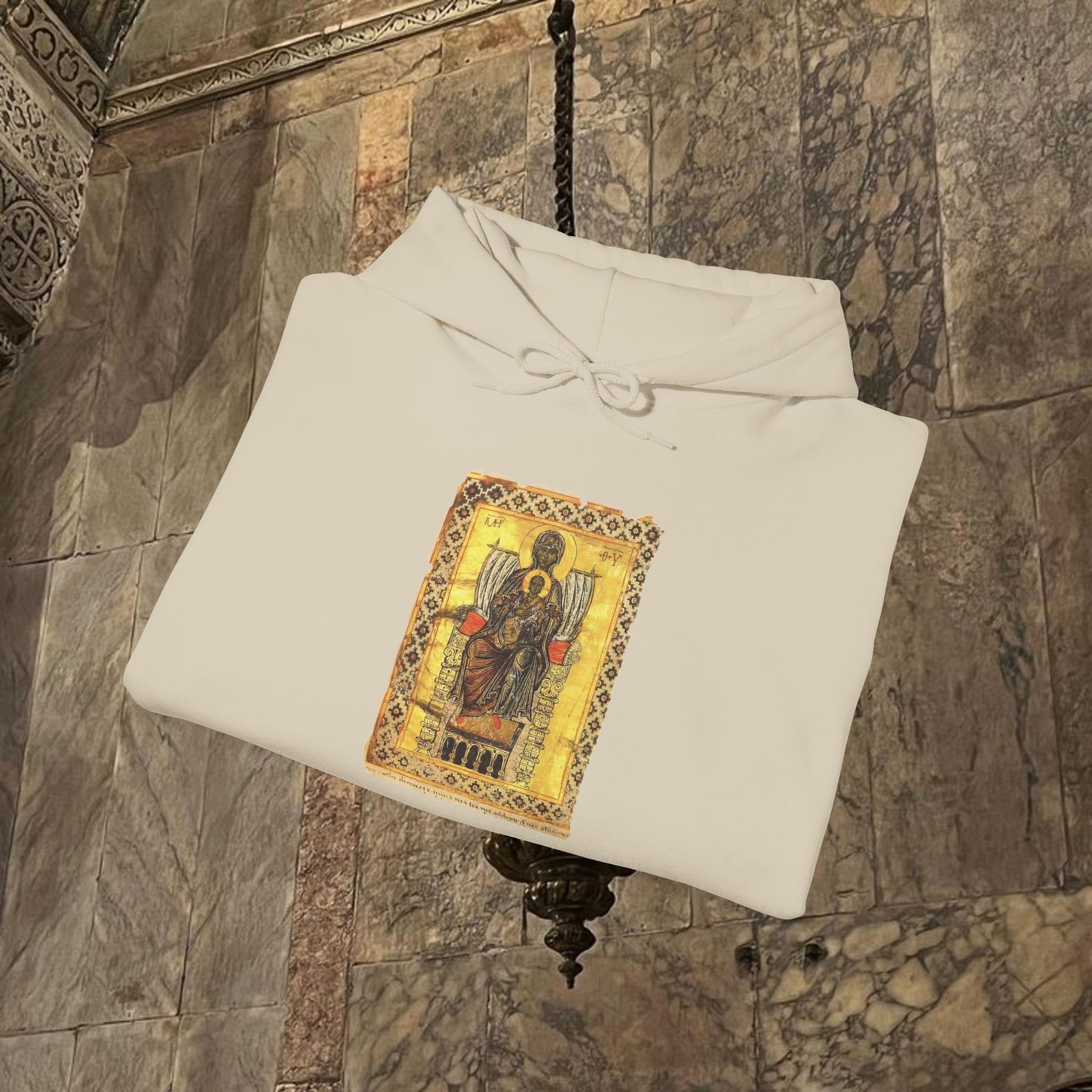 Byzantine Manuscript Art Hoodie - Orthodox Icon Design