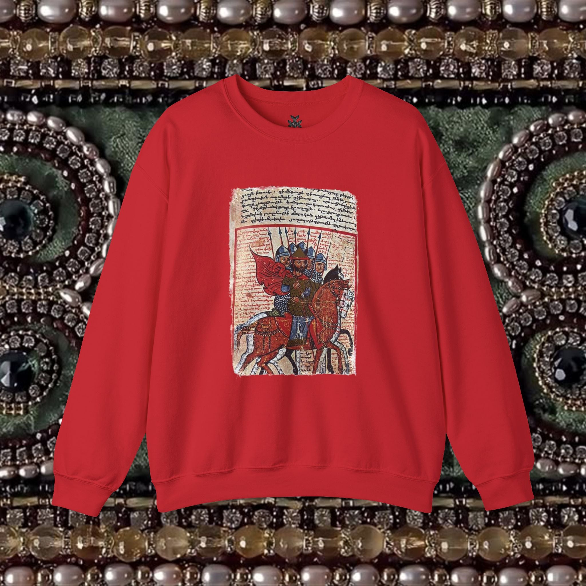 Medieval Armenian Warriors Art Sweatshirt - Ancient Manuscript Design