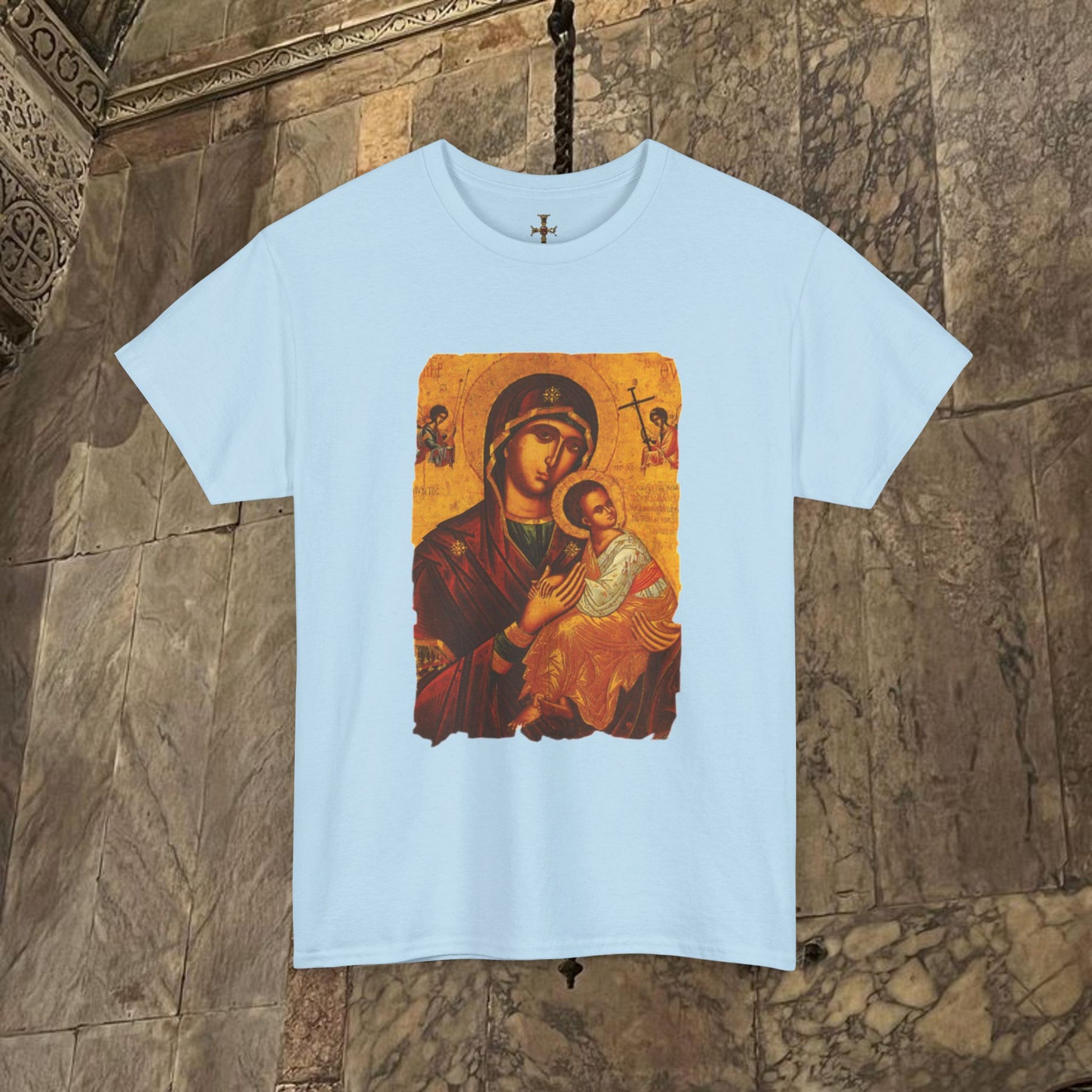 Byzantine Icon Art T-Shirt - Sacred Mother Child
