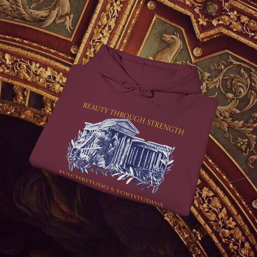 Guardian of the Temple Classically- Inspired Cotton Graphic Hoodie