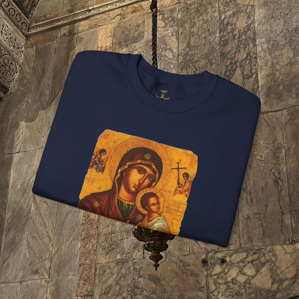 Byzantine Icon Art Sweatshirt -  Mother and Child Design