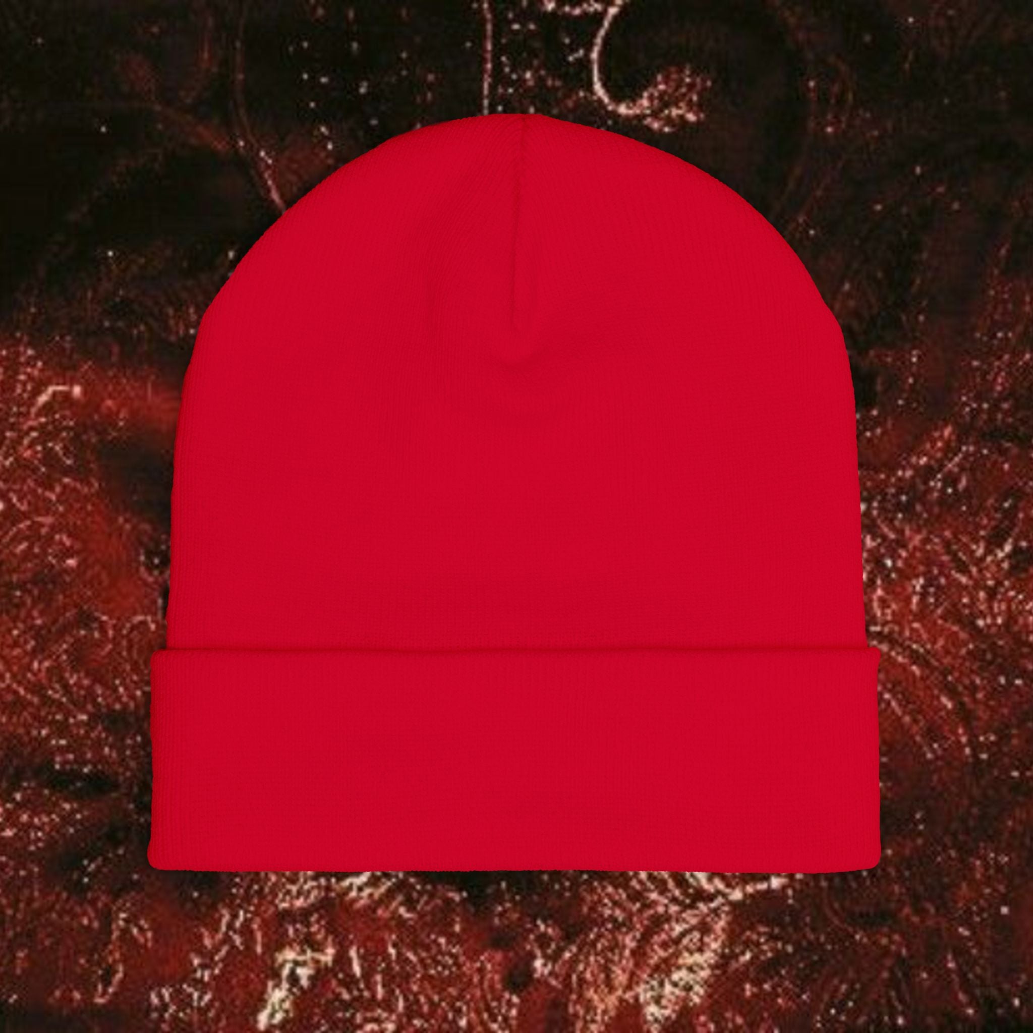 Gold Laurel Knit Beanie - Embroidered Winter Hat