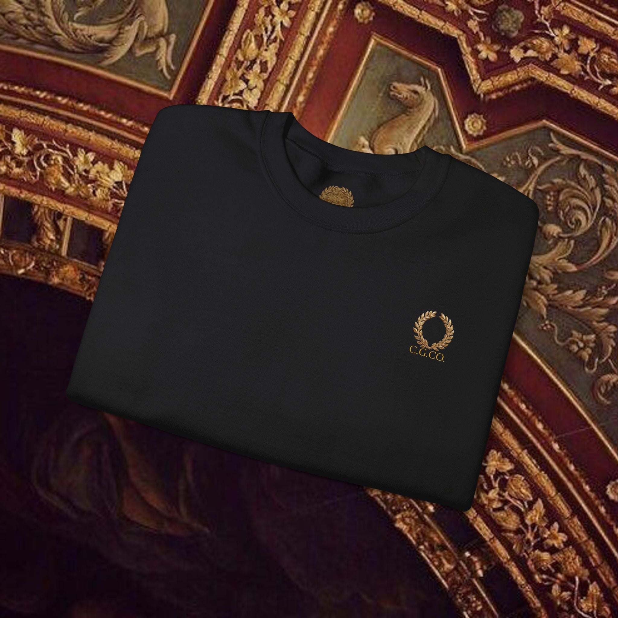 Guardian of the Temple Classically- Inspired Cotton Graphic Sweatshirt Back Version