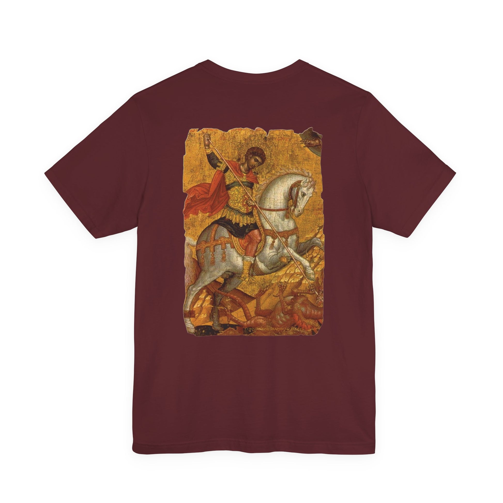 St George the Dragon Slayer Cotton Graphic T-Shirt Orthodox Christian Imagery