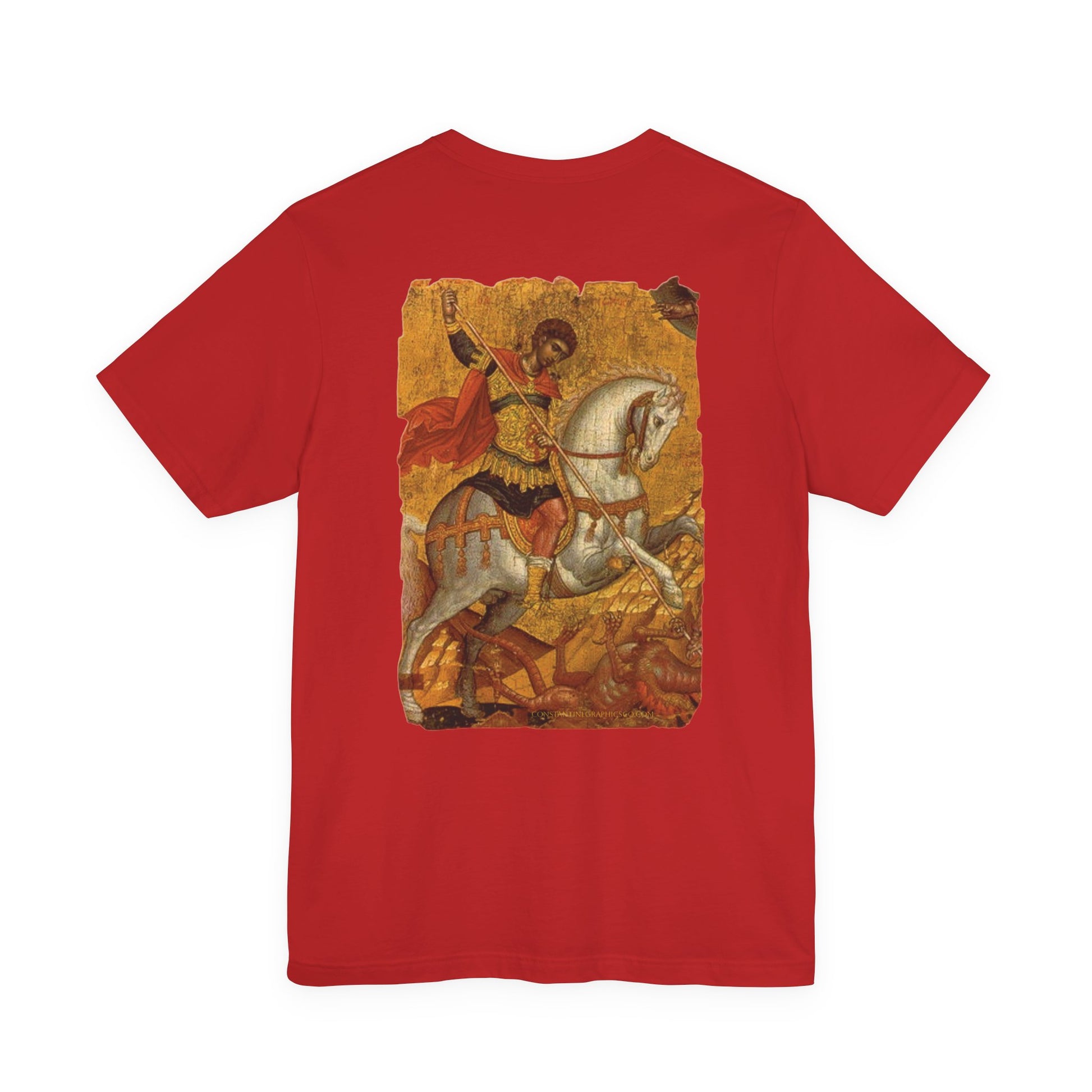 St George the Dragon Slayer Cotton Graphic T-Shirt Orthodox Christian Imagery