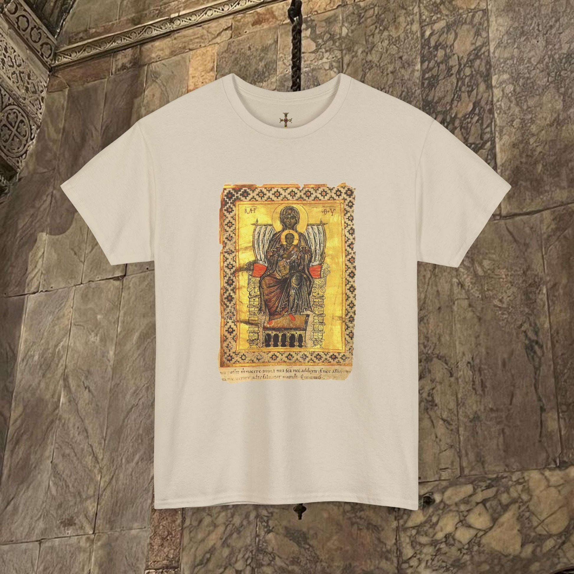 Byzantine Manuscript Art T-Shirt - Sacred Mother Child Icon