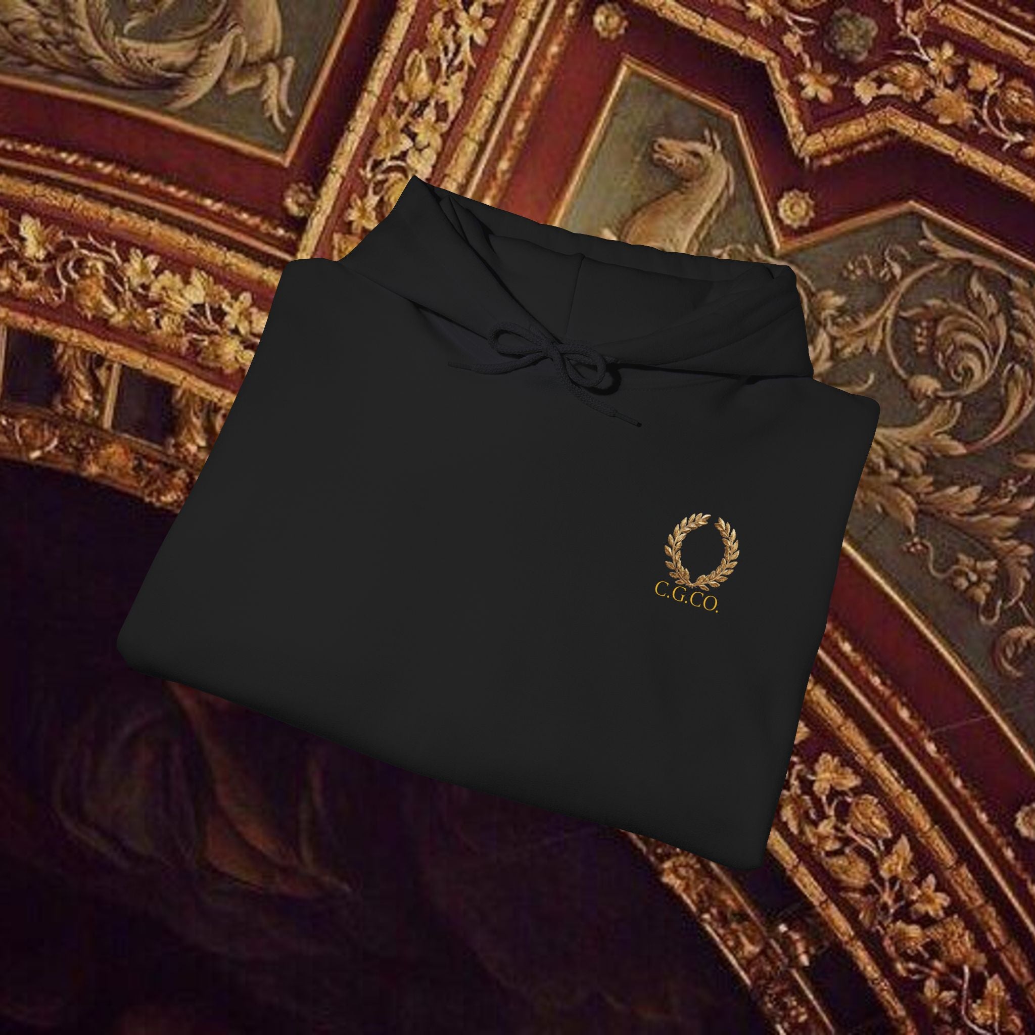 Guardian of the Temple Classically- Inspired Cotton Graphic Hoodie Back Version