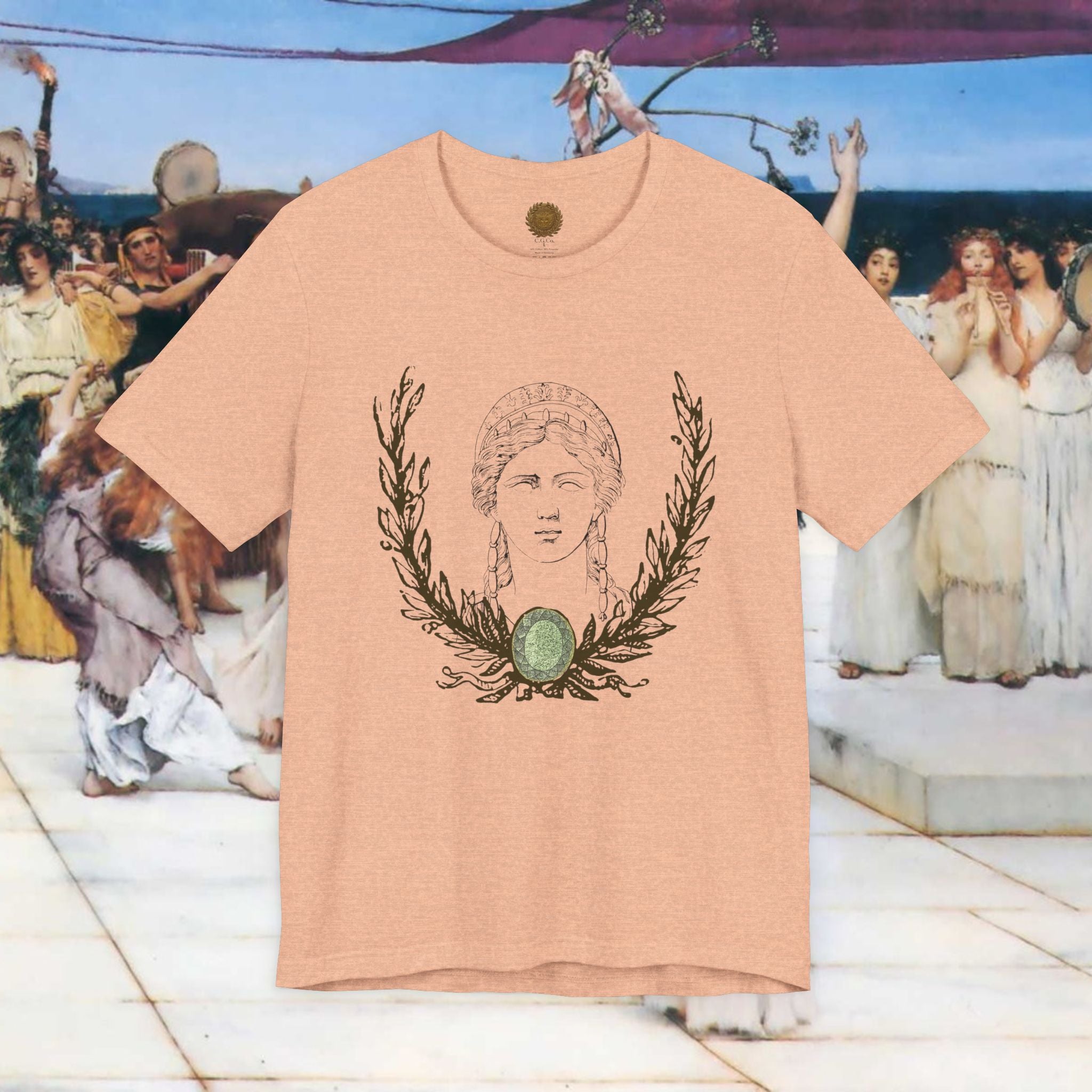 Hera's Wondering Greek Goddess T-Shirt – Ornate Diadem Portrait in Classical Line Engraving Style | Mythology Gift