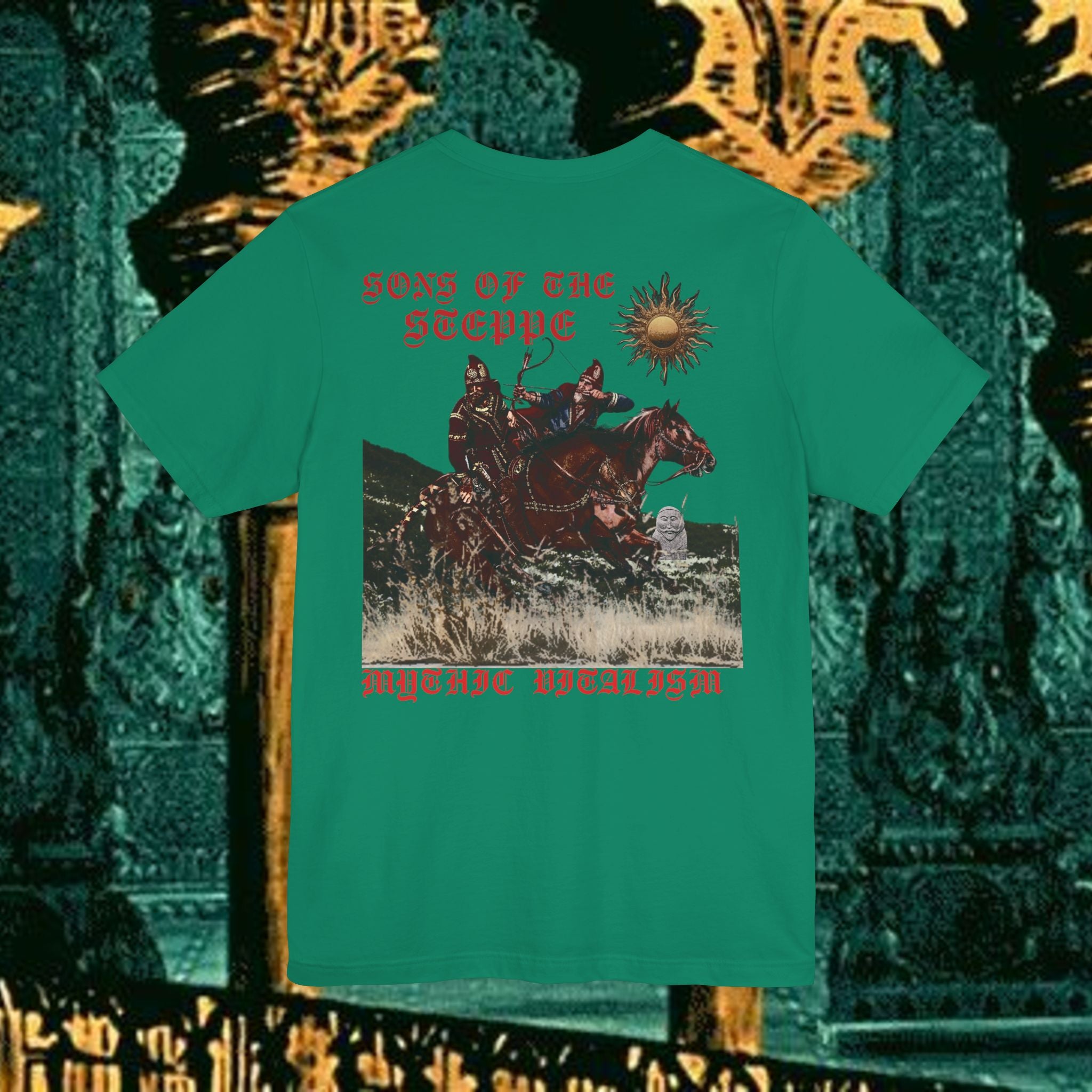 Sons of the Steppe Mythical Medieval Inspired Graphic T Shirt Back Version