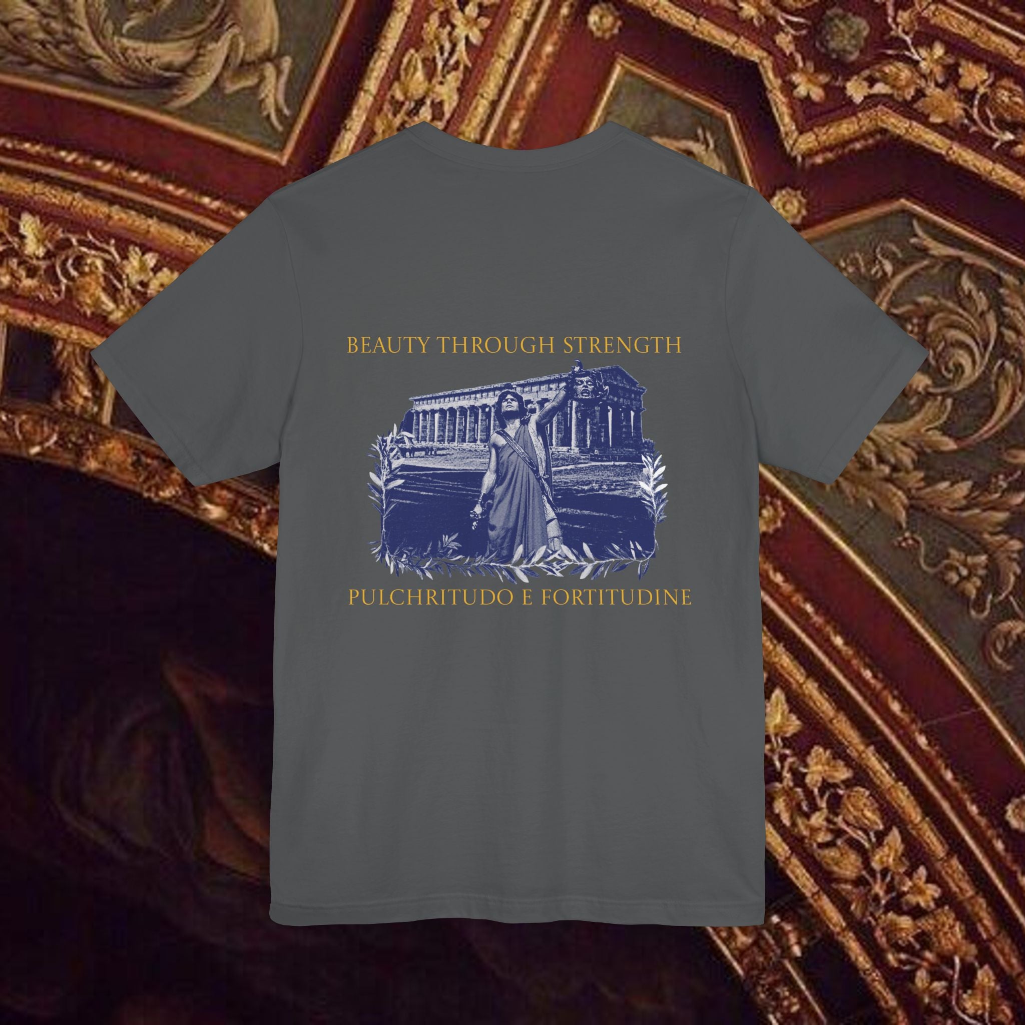 Title: The Hero's Victory Classically-Themed Cotton Graphic T Shirt Back Version