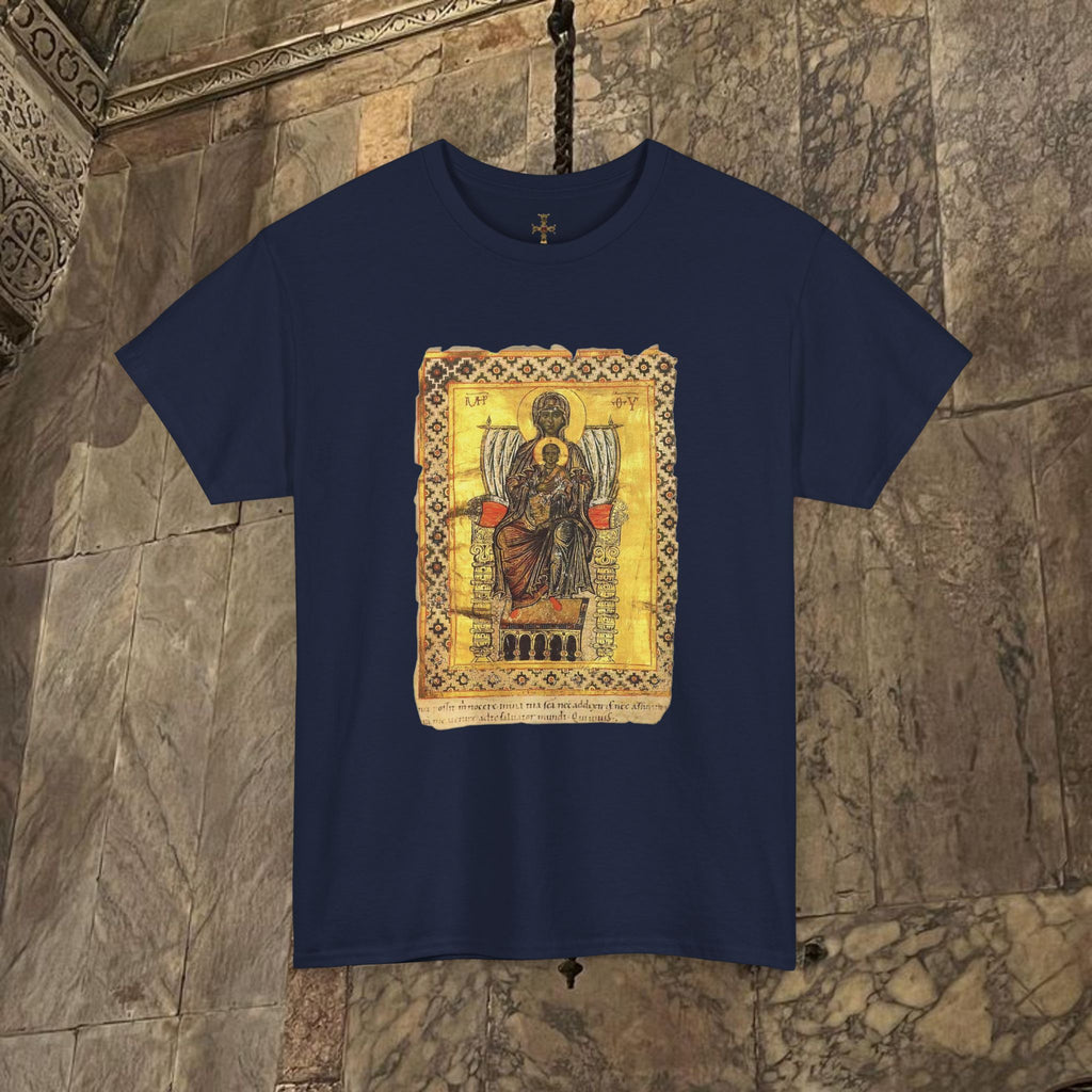 Byzantine Manuscript Art T-Shirt - Sacred Mother Child Icon