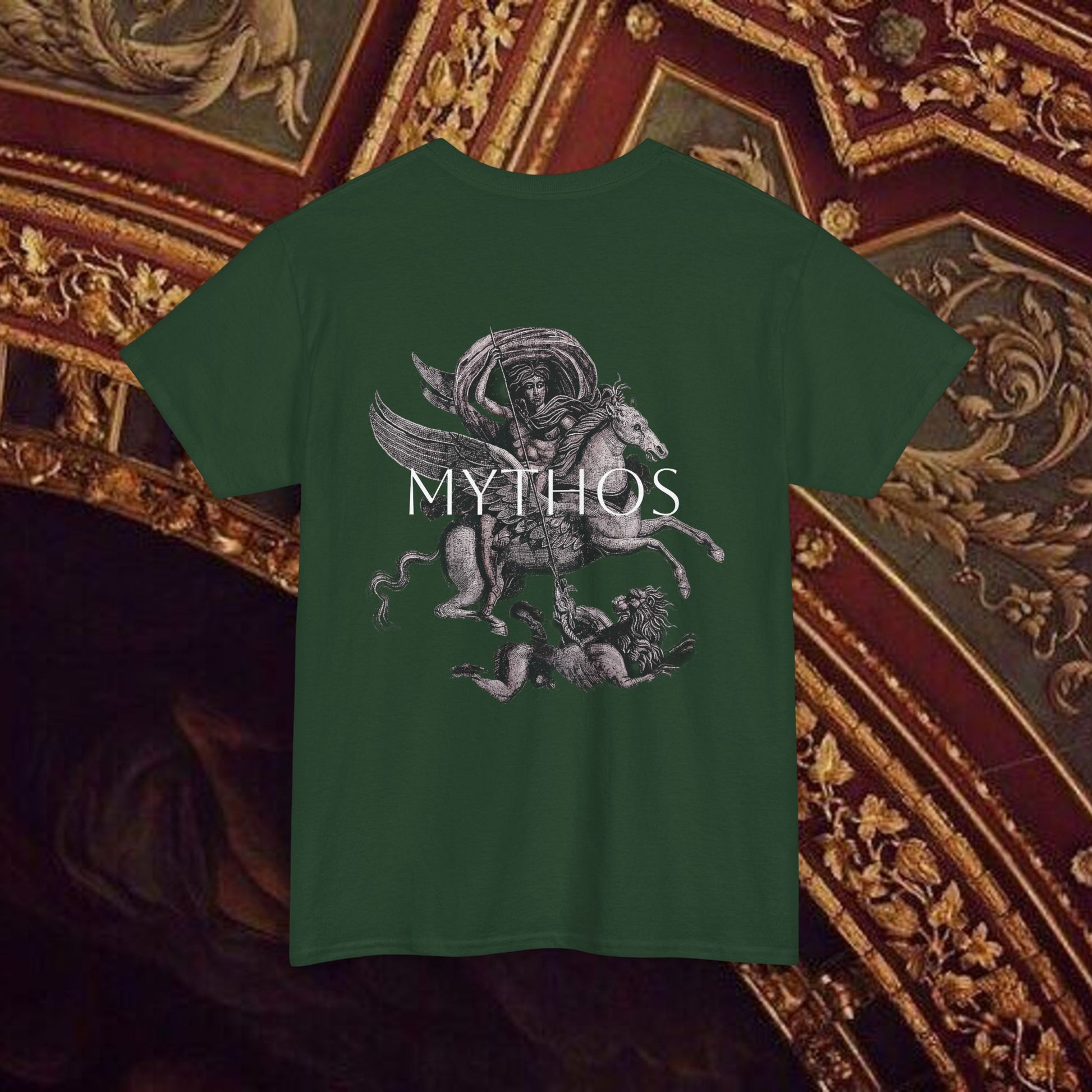 Warrior's Mythos Unisex Tee, Graphic Tee, Mythological Style Shirt Back Version