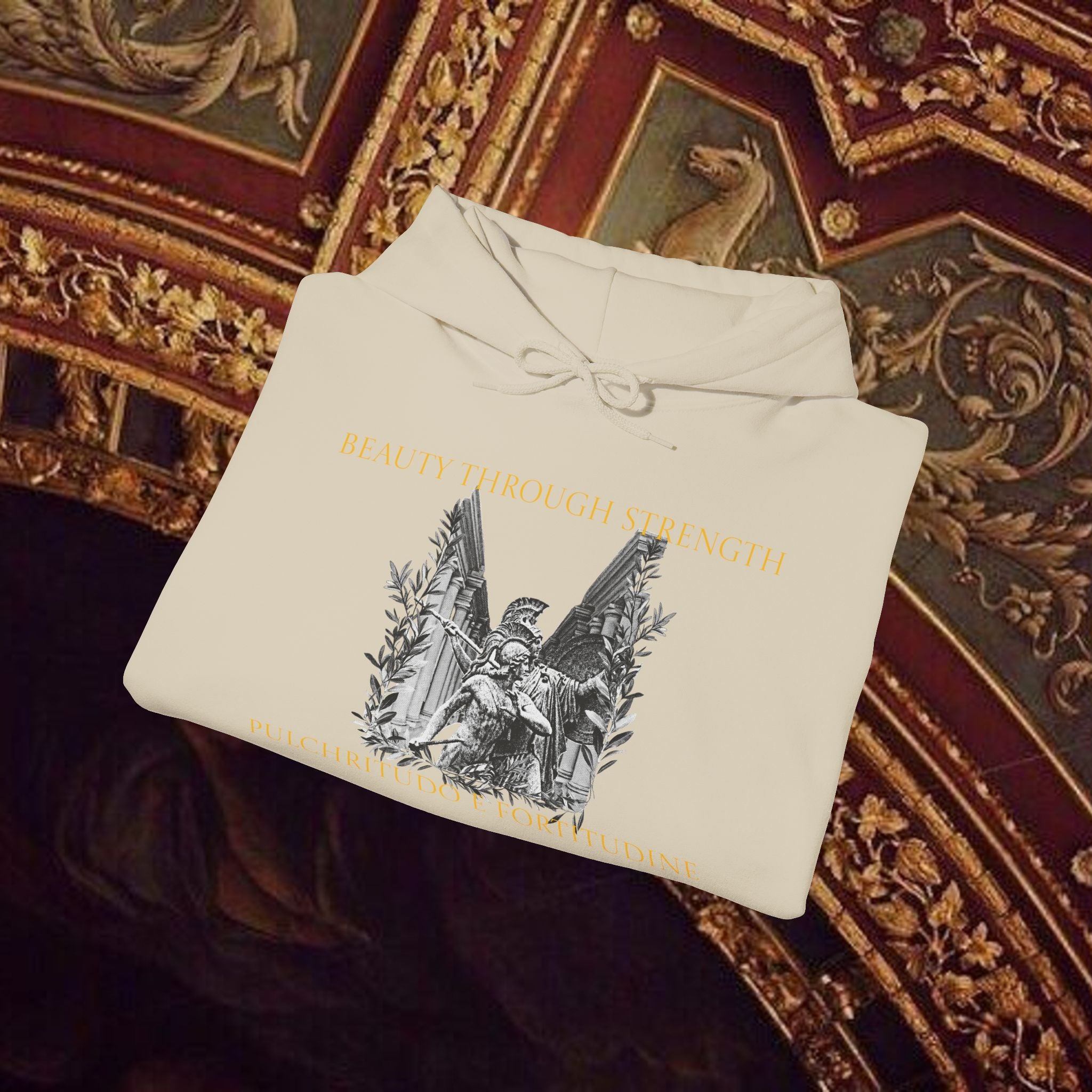 The Goddess's Protection Classically-Inspired Cotton Graphic Hoodie