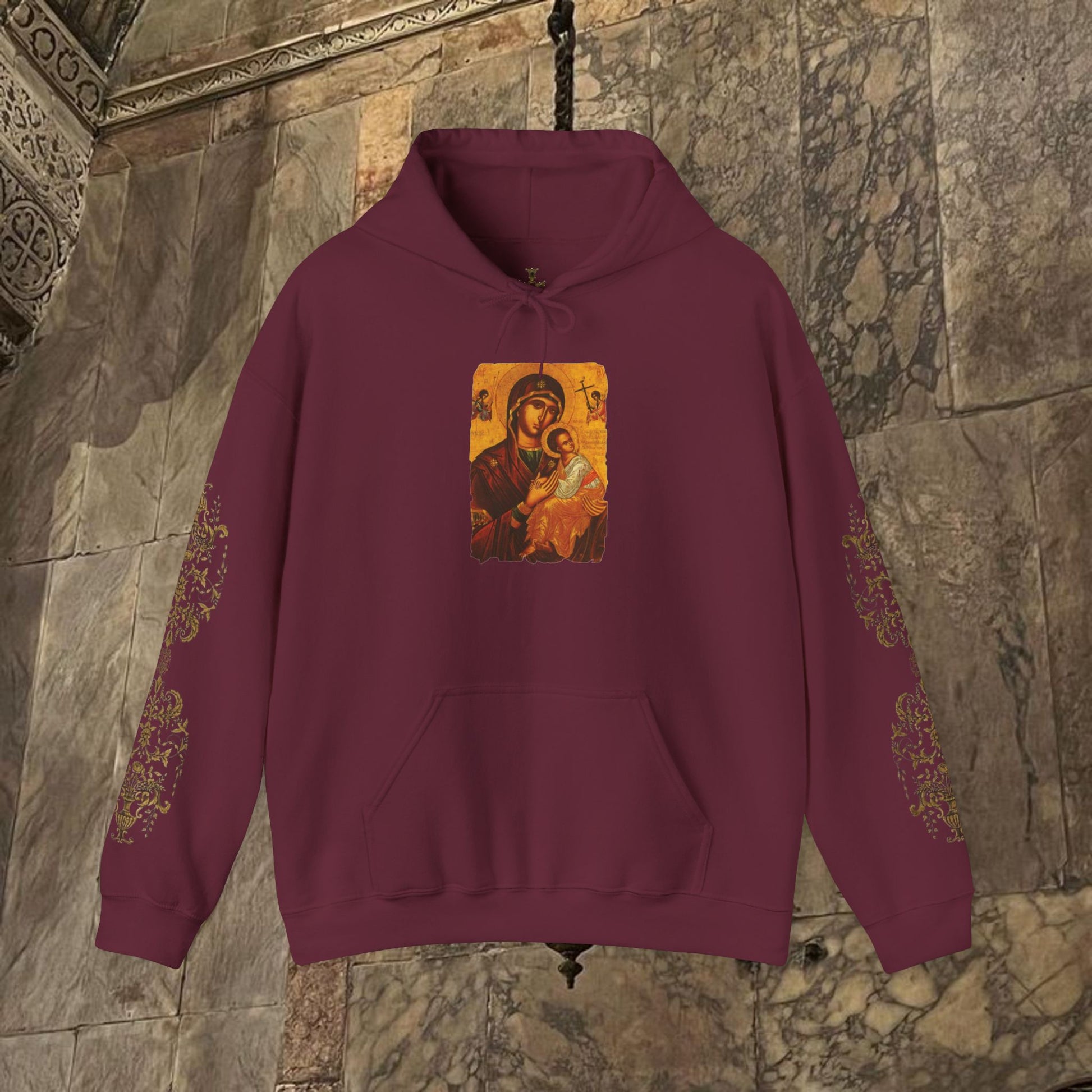 Byzantine Art Hoodie - Mother and Child Design