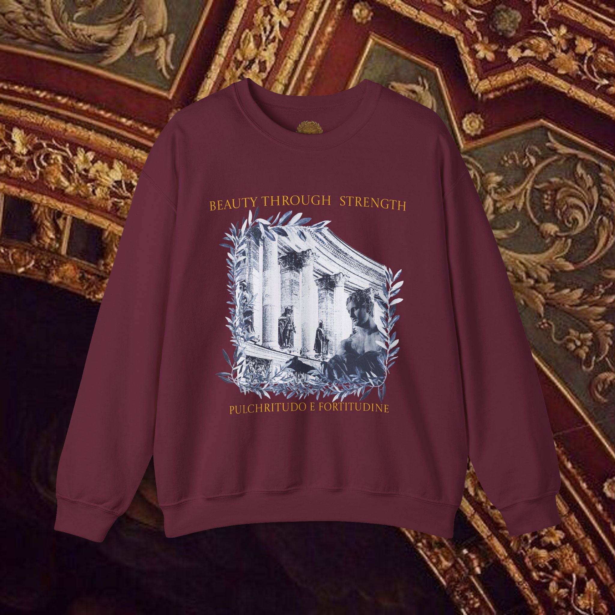 Beauty Through Strength Classically-Inspired Cotton Graphic Sweatshirt