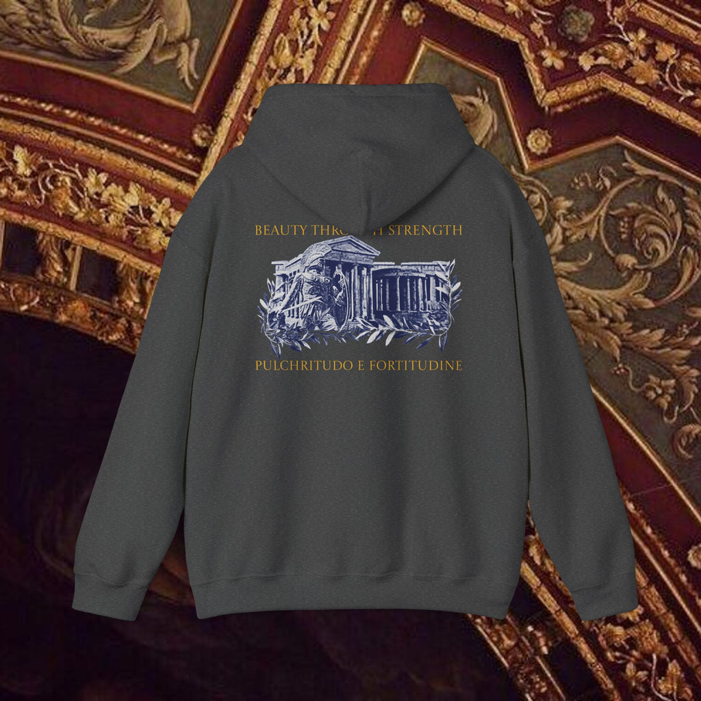 Guardian of the Temple Classically- Inspired Cotton Graphic Hoodie Back Version
