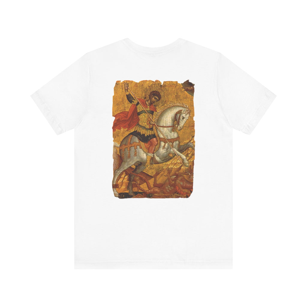 St George the Dragon Slayer Cotton Graphic T-Shirt Orthodox Christian Imagery