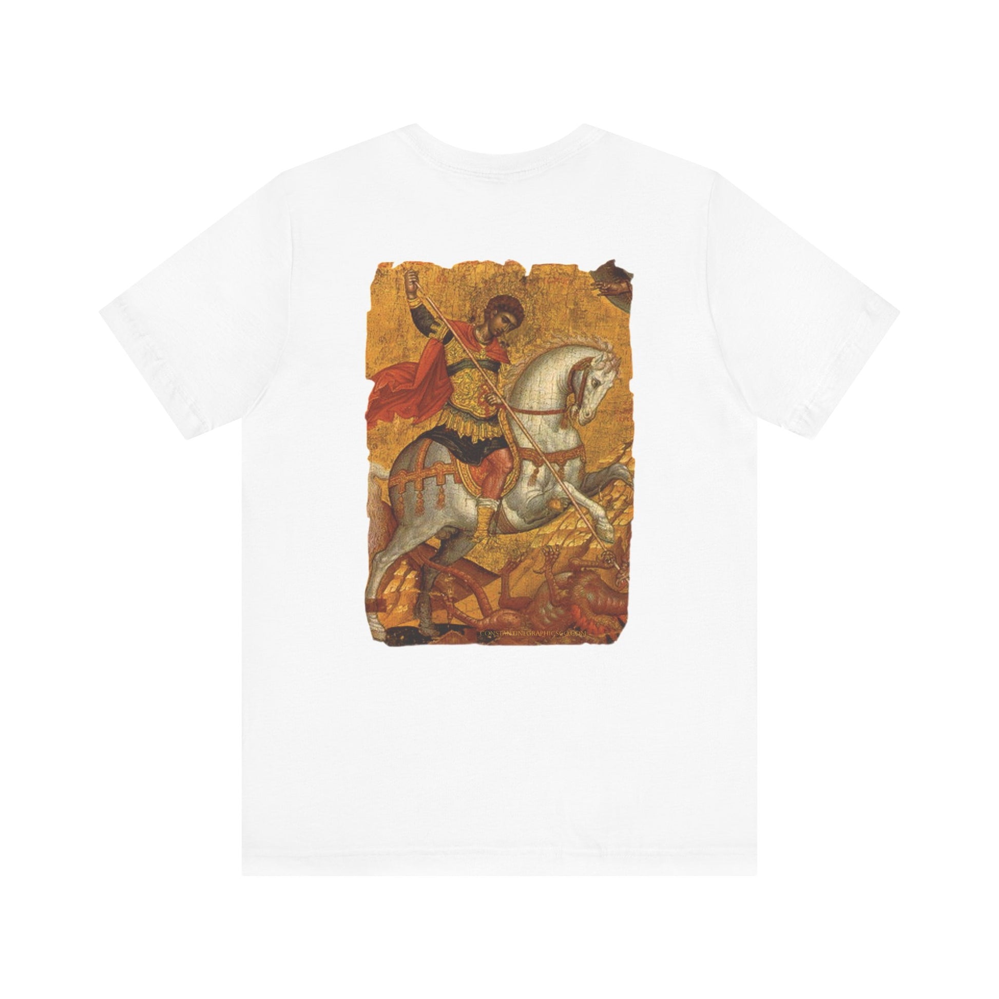 St George the Dragon Slayer Cotton Graphic T-Shirt Orthodox Christian Imagery