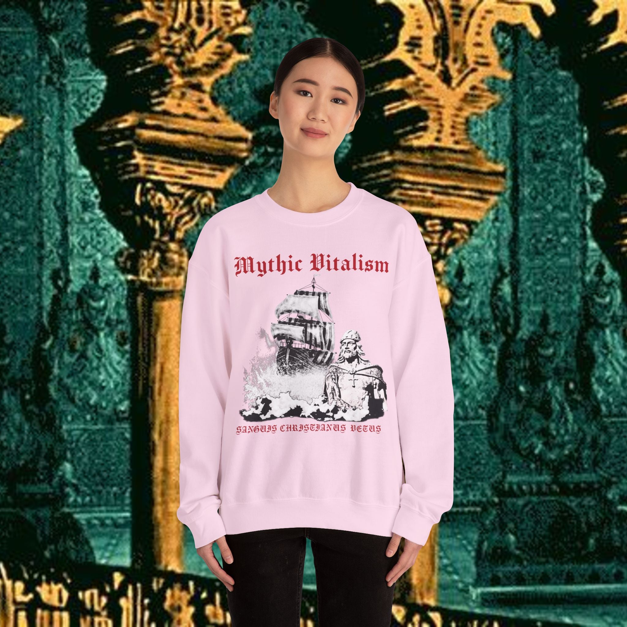 Mythic Vitalism, Sanguis Christianus Vetus  Exploration and Adventure Inspired Crewneck Sweatshirt
