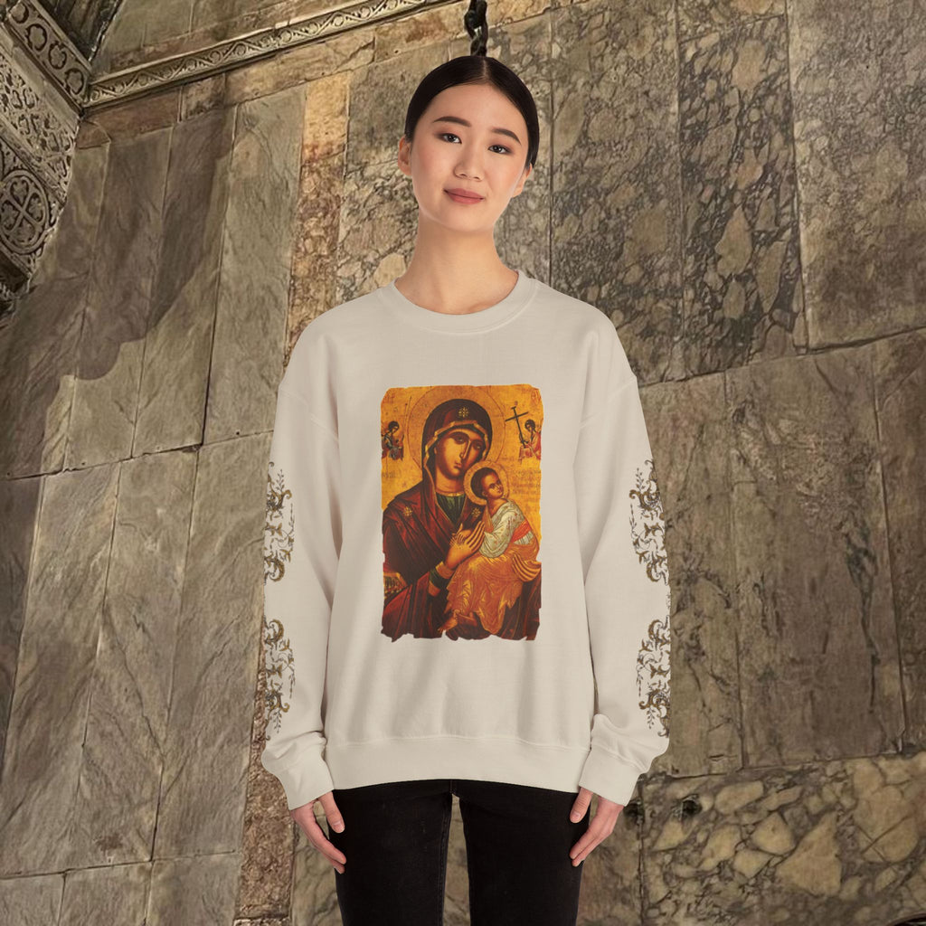 Byzantine Icon Art Sweatshirt -  Mother and Child Design