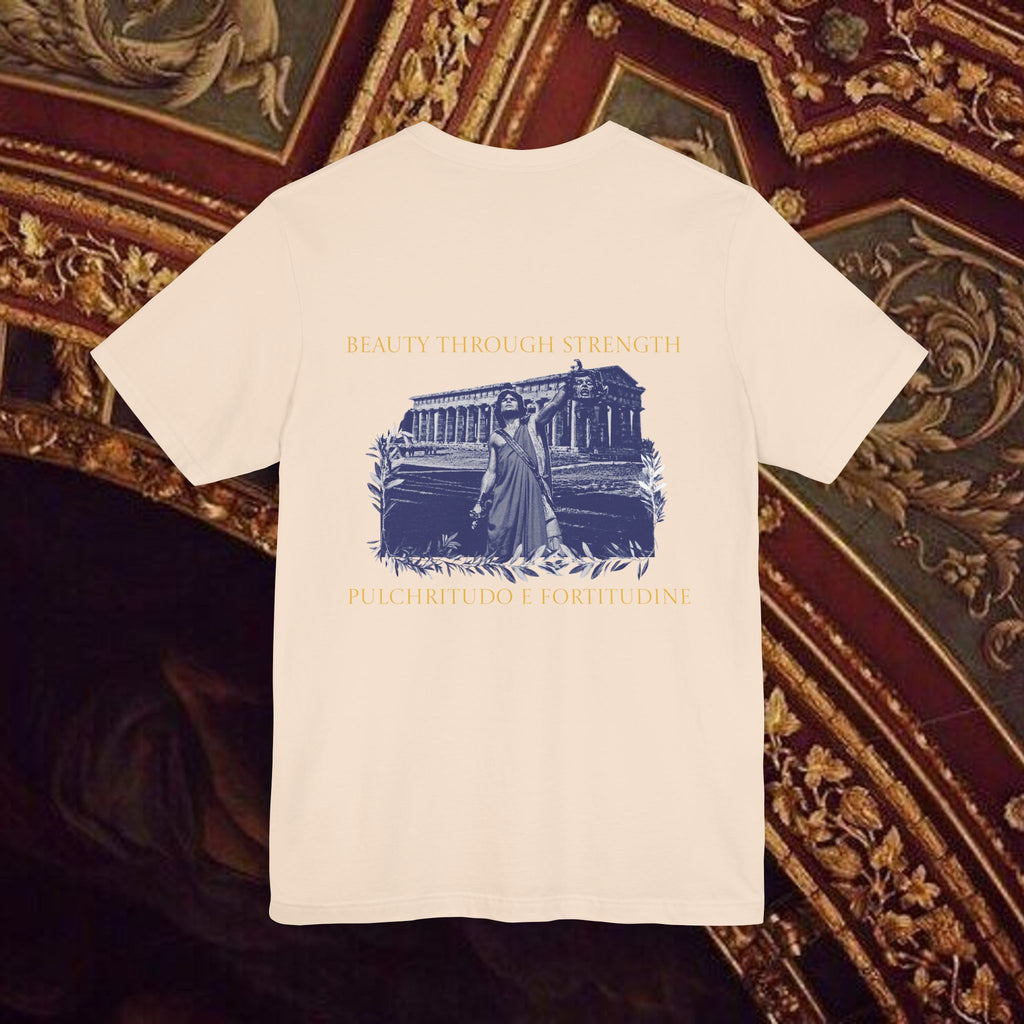 Title: The Hero's Victory Classically-Themed Cotton Graphic T Shirt Back Version